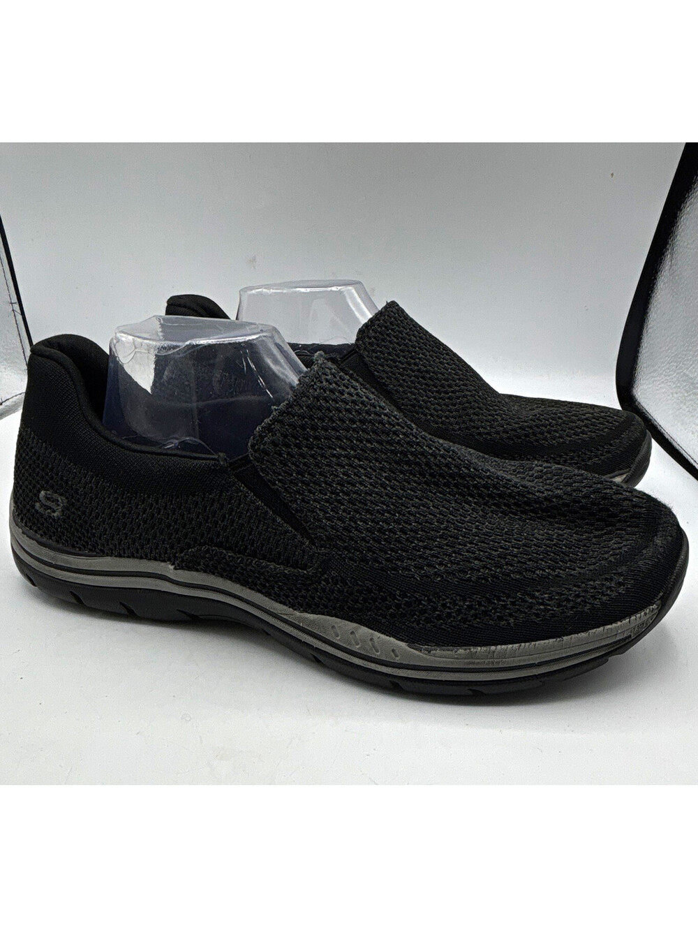 SKECHERS Relaxed Fit Air-Cooled Memory Foam Black Mesh Slip-On Shoes Mens 11